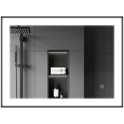 Bathroom Mirror with LED Light 80x60 cm Wall Mirror with 3 Light Colors Anti-fog Function Memory Function Touch Switch Horizontal/Vertical IP44