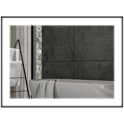 Bathroom Mirror with LED Light 80x60 cm Wall Mirror with 3 Light Colors Anti-fog Function Memory Function Touch Switch Horizontal/Vertical IP44