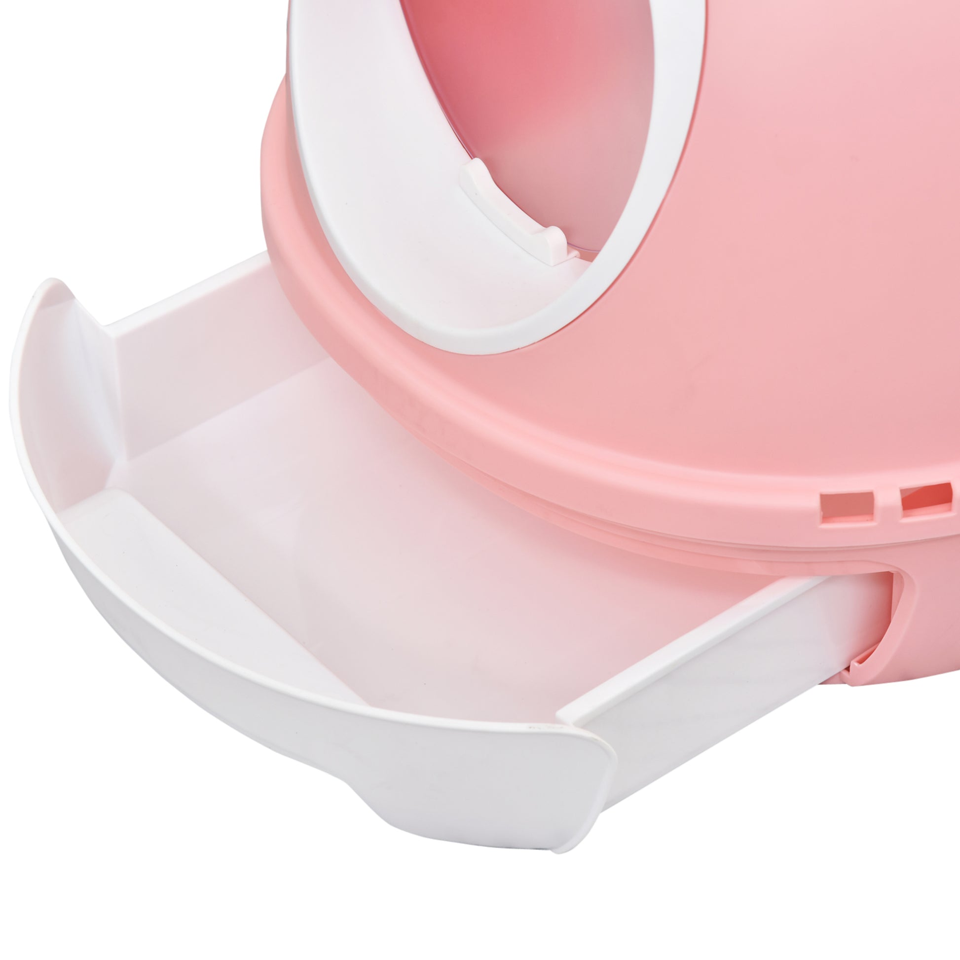 Cat Litter Box Portable Toilet House for Cat Sliding Litter Tray Swinging Door Window + Scoop Provided Dim. 47L x 55W x 44H cm Pink