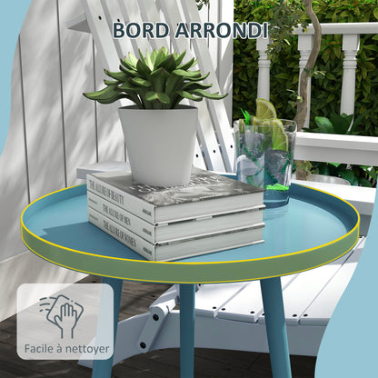 Round Garden Side Table, Outdoor End Table with Rounded Steel Edge, dim. Ø40 x 50H cm blue