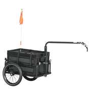 Bike Trailer with Removable and Foldable 65L Storage Box, Safety Reflectors and Tires, Max Load 40KG, Black