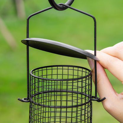 Bird Feeding Station Set made of Steel Height 208 cm including 4 Hooks Bird Bath Feeding Dish Complete Birdseed Bird Feeder Station Black