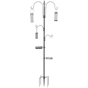 Bird Feeding Station Set made of Steel Height 208 cm including 4 Hooks Bird Bath Feeding Dish Complete Birdseed Bird Feeder Station Black