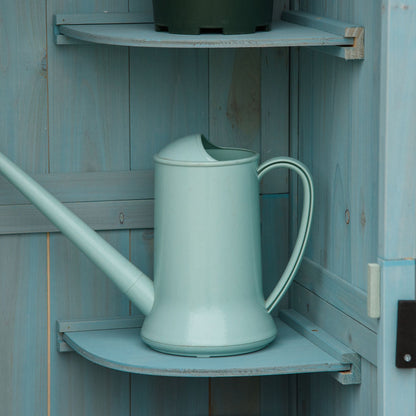 Wooden Garden Shed, Weatherproof Tool Shed 77x54.2x179cm, Shed with Door, Gable Roof, Cabinet with Shelves, Tool Cabinet Garden Shed for Garden, Patio, Light blue + Green