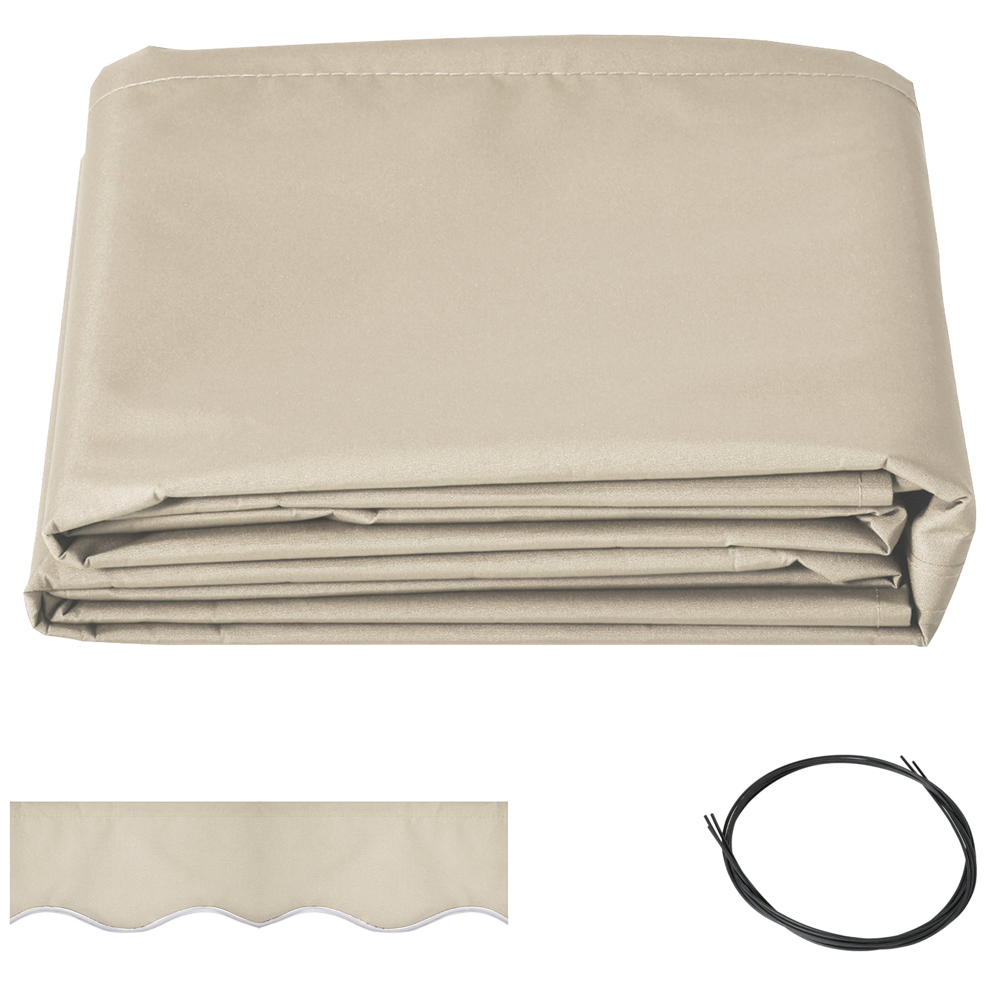 Replacement Canvas Awning - Soft Wave Valance - High Density 280 g/m² Anti-UV Polyester Cream color 2.82L x 2.4W (protrusion) m
