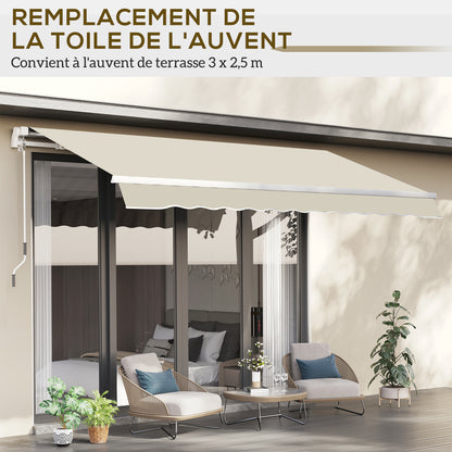 Replacement Canvas Awning - Soft Wave Valance - High Density 280 g/m² Anti-UV Polyester Cream color 2.82L x 2.4W (protrusion) m
