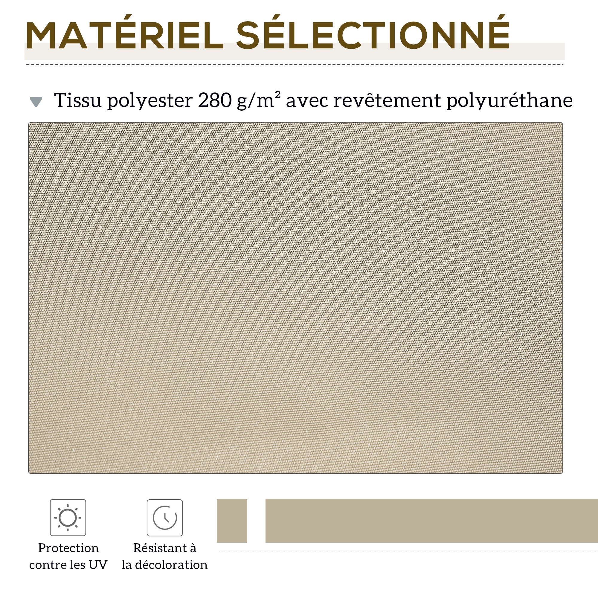 Replacement Canvas Awning - Soft Wave Valance - High Density 280 g/m² Anti-UV Polyester Cream color 2.82L x 2.4W (protrusion) m