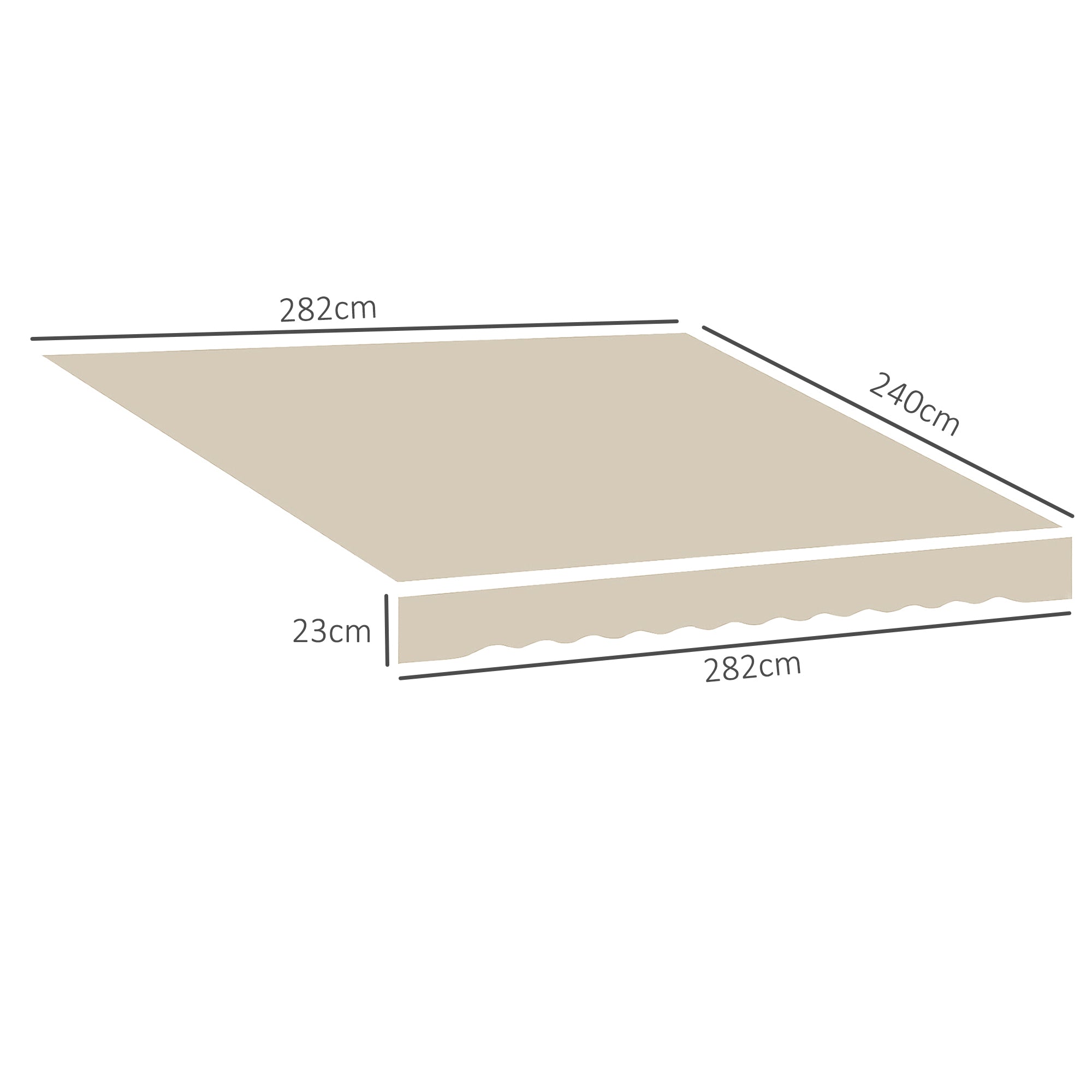 Replacement Canvas Awning - Soft Wave Valance - High Density 280 g/m² Anti-UV Polyester Cream color 2.82L x 2.4W (protrusion) m