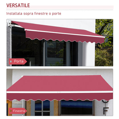 Manual Drop Arm Awning for Doors and Windows, Aluminum and Anti-UV Polyester, 3x2.5m, Dark Red