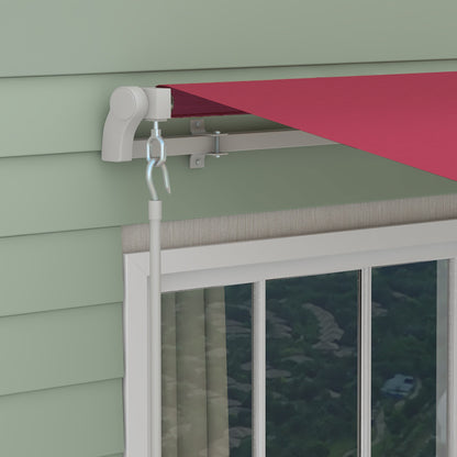 Manual Drop Arm Awning for Doors and Windows, Aluminum and Anti-UV Polyester, 3x2.5m, Dark Red