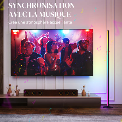 Floor Standing Lamp, RGBIC LED Floor Lamp with APP and Remote Control, Music Sync, 16 Million Colors, Scene Modes and Timer, for Living Room, Bedroom, Playroom, White