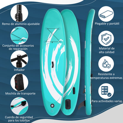 Inflatable Paddle Board 300x76x15 cm Stand Up Paddling Board with Adjustable Paddle Non-Slip Deck Pump and Blue Carry Bag