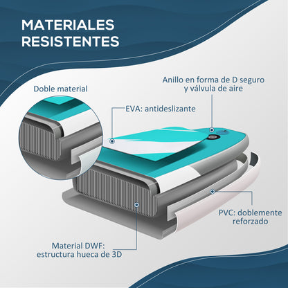 Inflatable Paddle Board 300x76x15 cm Stand Up Paddling Board with Adjustable Paddle Non-Slip Deck Pump and Blue Carry Bag