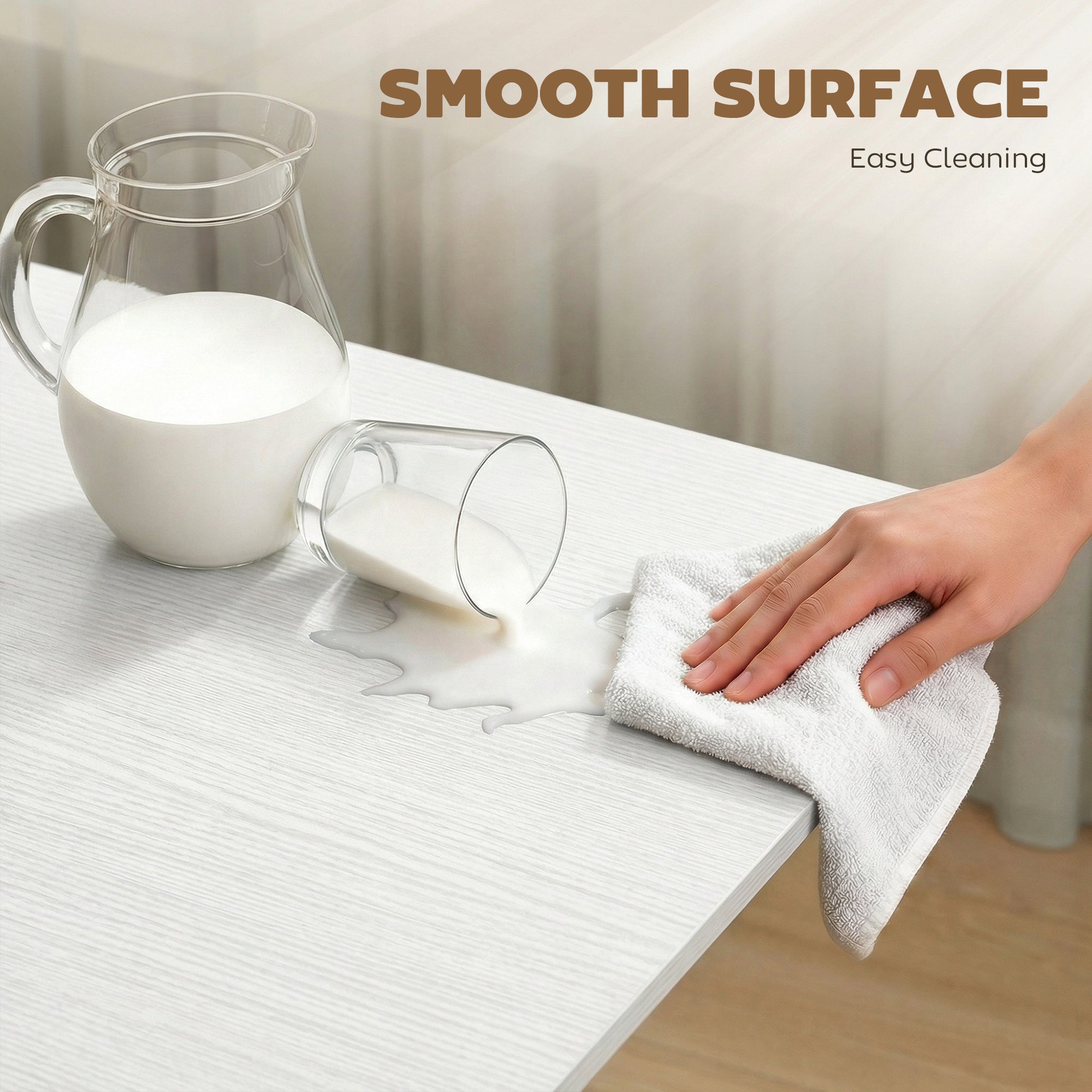 Folding Dining Table for 4–6 with Wheels, Steel Legs — Space-Saving Mobile Table for Small Kitchens, 47.2" x 31.5" x 28.7", White