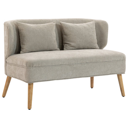 2-Seater Sofa — Compact Wingback Loveseat with Thick Padded Chenille Upholstery & Rubberwood Legs, Beige