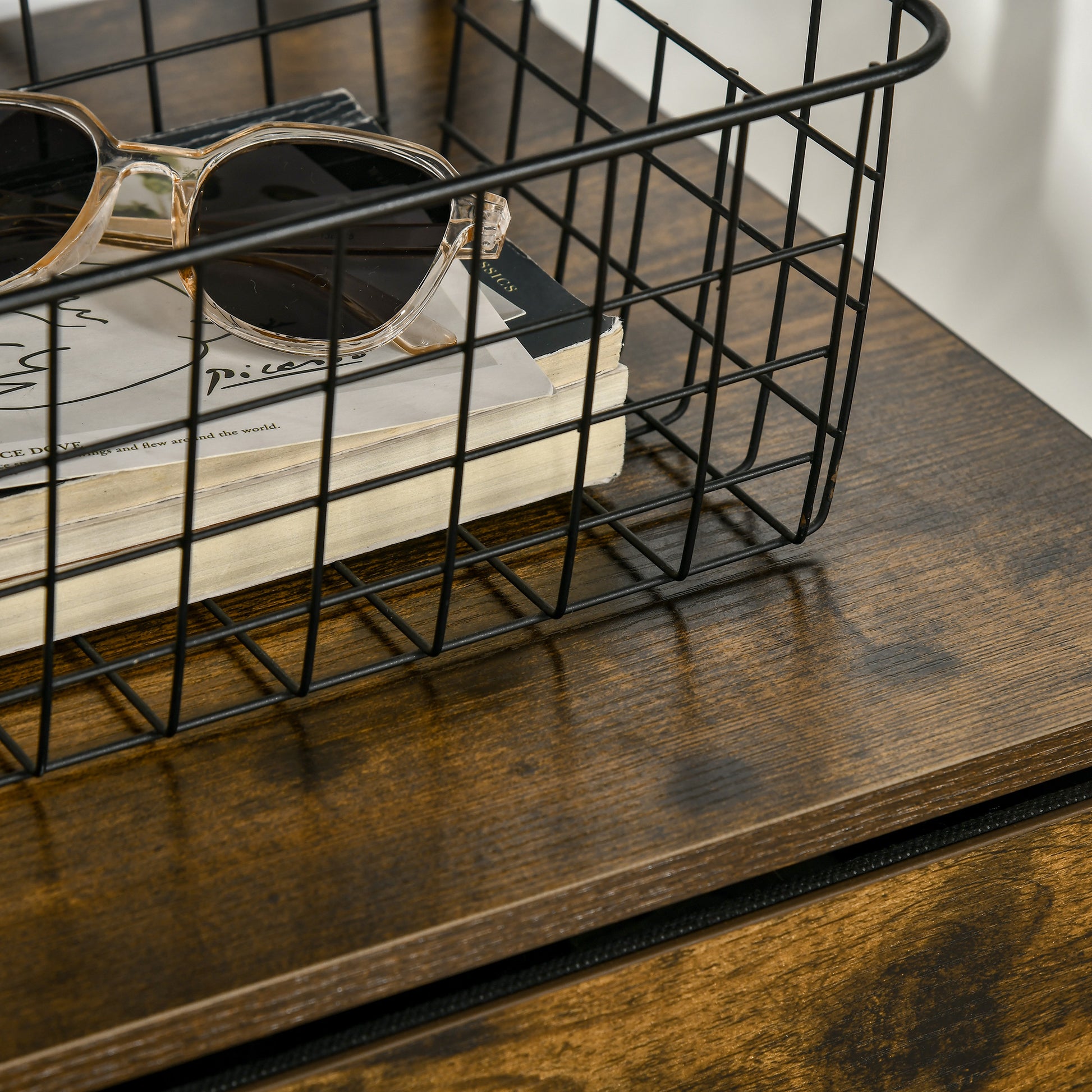 Fabric Drawer Storage Cabinet with 3 Drawers, Shelf Cabinet with Steel Frame for Bedroom, Living Room Rustic Brown
