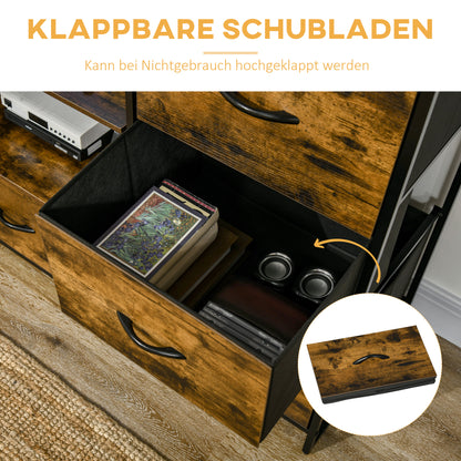 Fabric Drawer Storage Cabinet with 3 Drawers, Shelf Cabinet with Steel Frame for Bedroom, Living Room Rustic Brown