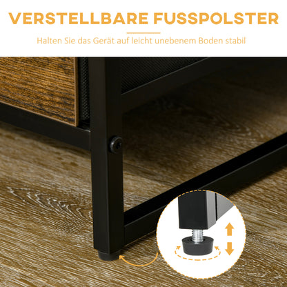 Fabric Drawer Storage Cabinet with 3 Drawers, Shelf Cabinet with Steel Frame for Bedroom, Living Room Rustic Brown