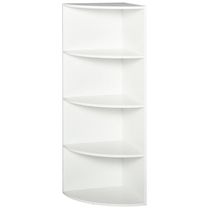 Corner Bookshelf 4 Wall Shelves Wood 39.5x39.5x120cm White