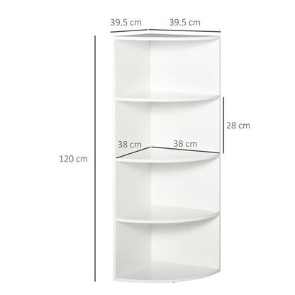 Corner Bookshelf 4 Wall Shelves Wood 39.5x39.5x120cm White