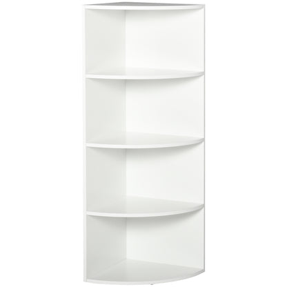 Corner Bookshelf 4 Wall Shelves Wood 39.5x39.5x120cm White