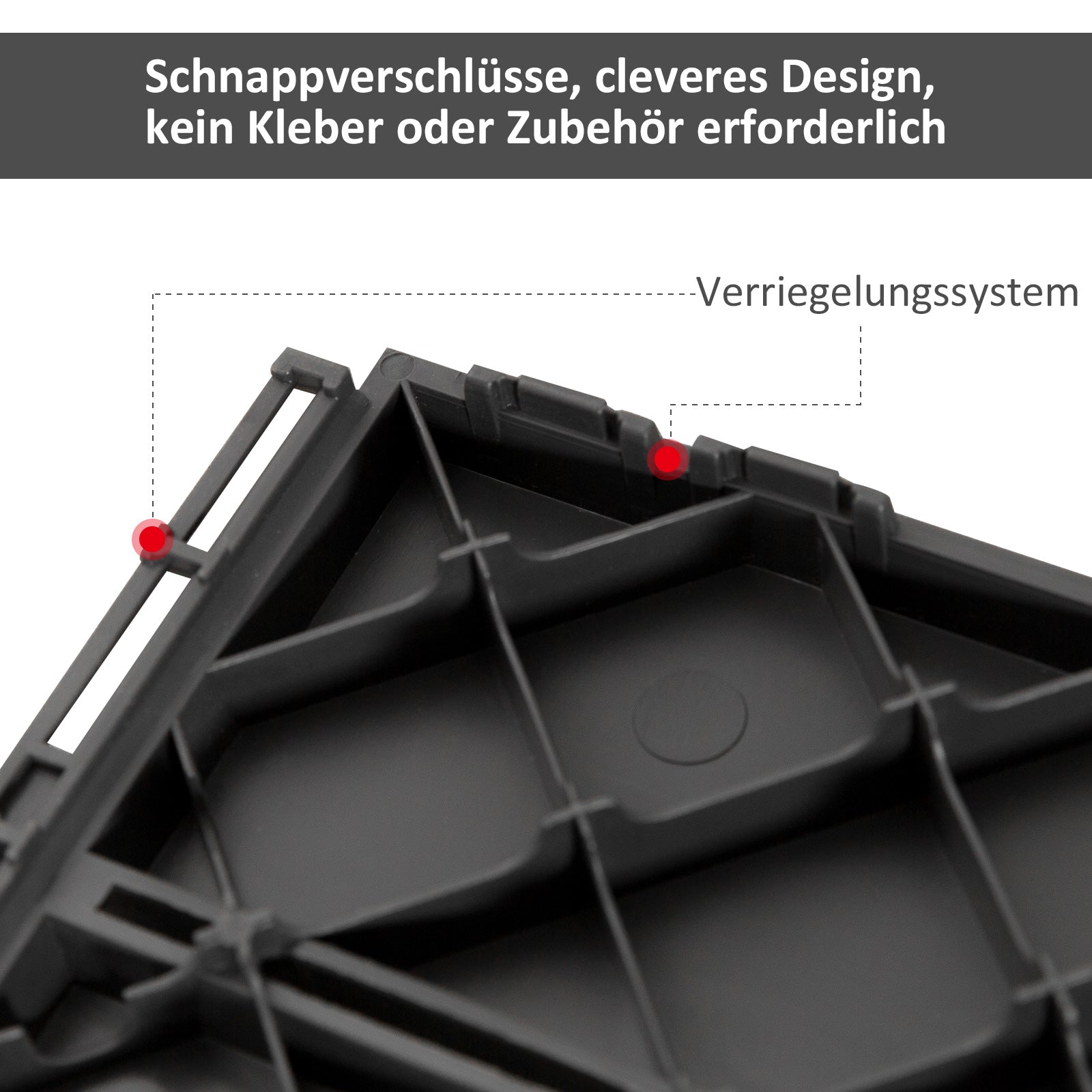 Terrace Tiles 30 x 30 cm 9 Pieces 0.81㎡ Click Tiles Balcony Tiles with Click System Drainage Function Floor Covering Tile for Terrace Balcony Black