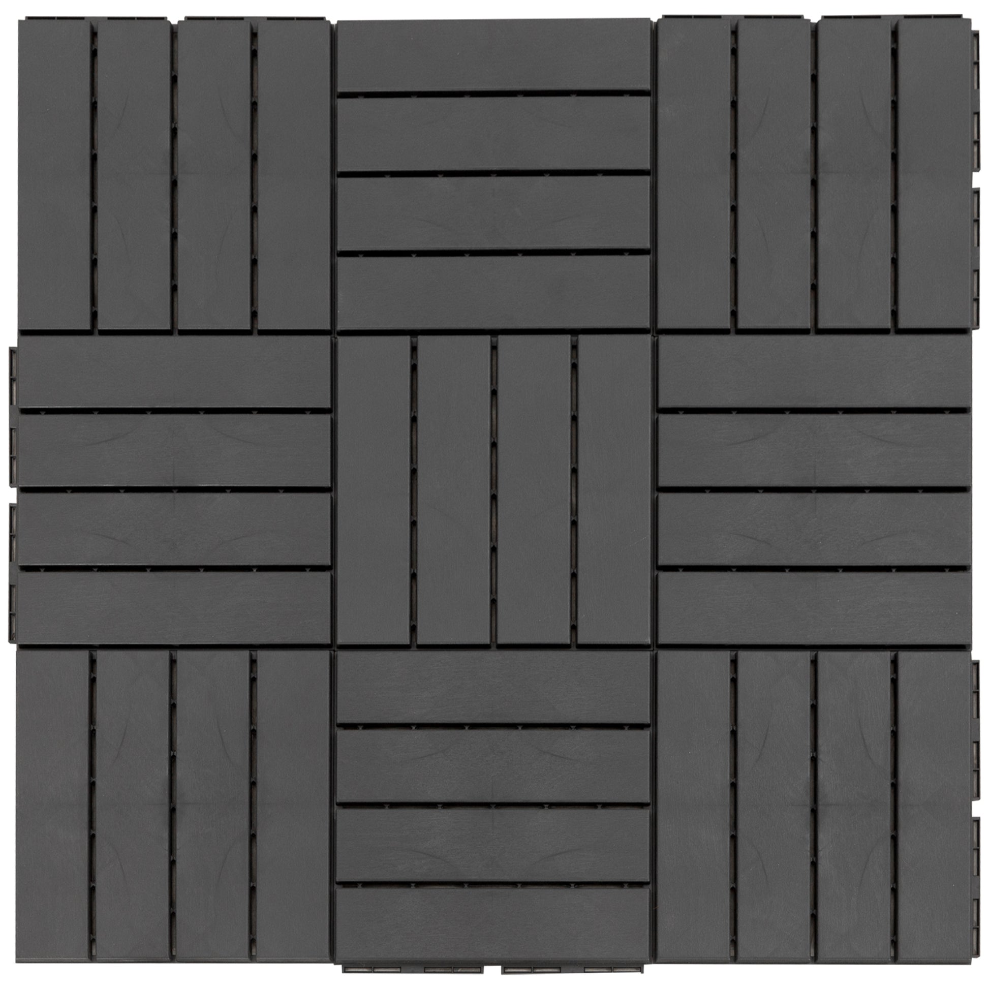 Terrace Tiles 30 x 30 cm 9 Pieces 0.81㎡ Click Tiles Balcony Tiles with Click System Drainage Function Floor Covering Tile for Terrace Balcony Black
