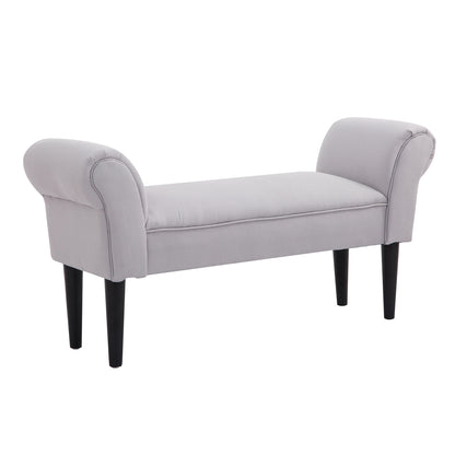 Bed Bench, Upholstered Bench, Seating Bench, Hallway Bench for Bedroom, up to 130 kg Load Capacity, Canvas Fabric, Grey, 102 x 36 x 51 cm