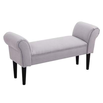 Bed Bench, Upholstered Bench, Seating Bench, Hallway Bench for Bedroom, up to 130 kg Load Capacity, Canvas Fabric, Grey, 102 x 36 x 51 cm