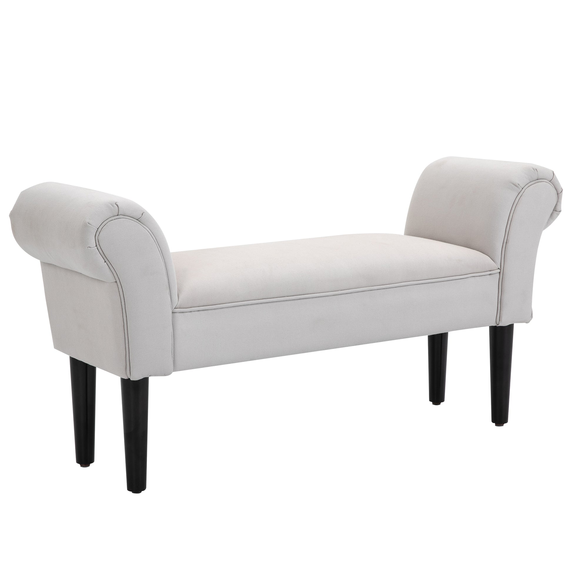 Bed Bench, Upholstered Bench, Seating Bench, Hallway Bench for Bedroom, up to 130 kg Load Capacity, Canvas Fabric, Grey, 102 x 36 x 51 cm