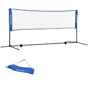 SPORTNOW Badminton Net Set Foldable Tennis Net, 103/120/155H cm Height Adjustable Indoor Outdoor Badminton Net, Volleyball Net with Carrying Bag Metal Polyester Blue