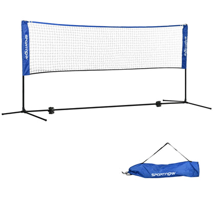 SPORTNOW Badminton Net Set Foldable Tennis Net, 103/120/155H cm Height Adjustable Indoor Outdoor Badminton Net, Volleyball Net with Carrying Bag Metal Polyester Blue