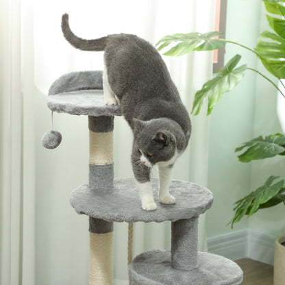 Multi-Equipment Cat Tree Scratching Posts Scratchers Platforms Hideaway Rope Toys 40L x 40W x 114H cm Gray