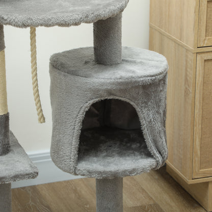 Multi-Equipment Cat Tree Scratching Posts Scratchers Platforms Hideaway Rope Toys 40L x 40W x 114H cm Gray