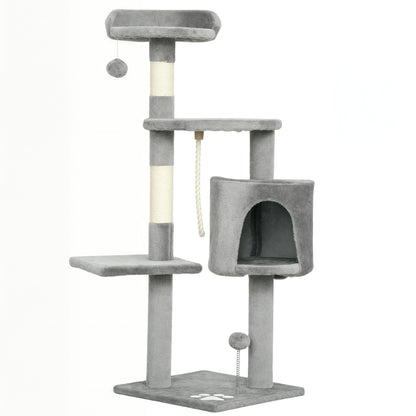 Multi-Equipment Cat Tree Scratching Posts Scratchers Platforms Hideaway Rope Toys 40L x 40W x 114H cm Gray