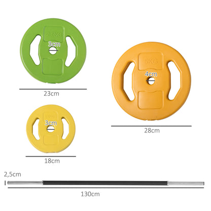 20kg Dumbbell Set Metal Dumbbells with Connecting Rod Non-Slip Grip Barbells Workout Dumbbell Weights Set for Home