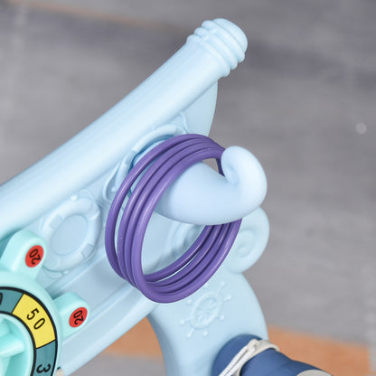 4-in-1 Basketball Hoop with Stand Golf Ball Soccer Ball Adjustable Height Activity Center for Kids 3+ Years 58x56x154 cm Blue