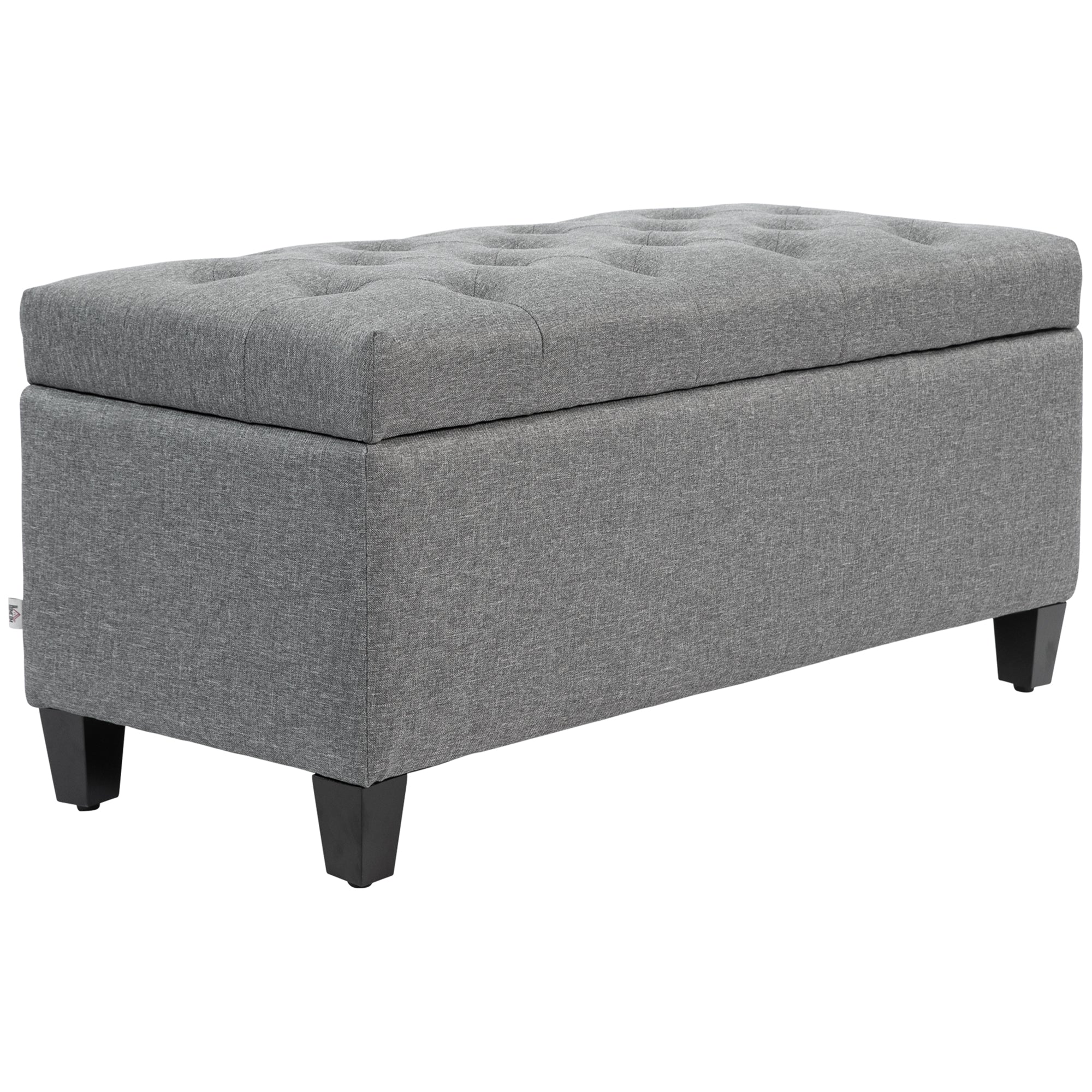 Upholstered Storage Bench Chest Bench Hallway Bedroom Living Room Linen-like Polyester Rubberwood Light Gray 100 x 40 x 44 cm