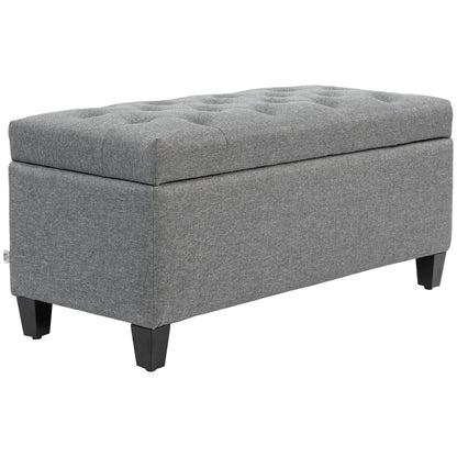 Upholstered Storage Bench Chest Bench Hallway Bedroom Living Room Linen-like Polyester Rubberwood Light Gray 100 x 40 x 44 cm