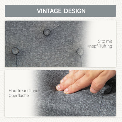 Upholstered Storage Bench Chest Bench Hallway Bedroom Living Room Linen-like Polyester Rubberwood Light Gray 100 x 40 x 44 cm