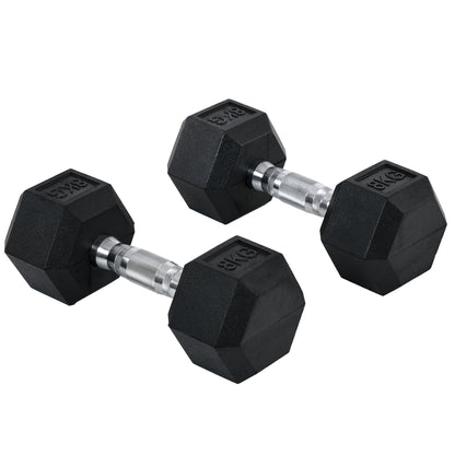 Dumbbell Set, 2 Pack Dumbbells with Knurled Handle, Cast Iron Dumbbell Set, 2 x 8 kg, Dumbbells for Men and Women, Dumbbell Set for Home, Gym, Strength Training