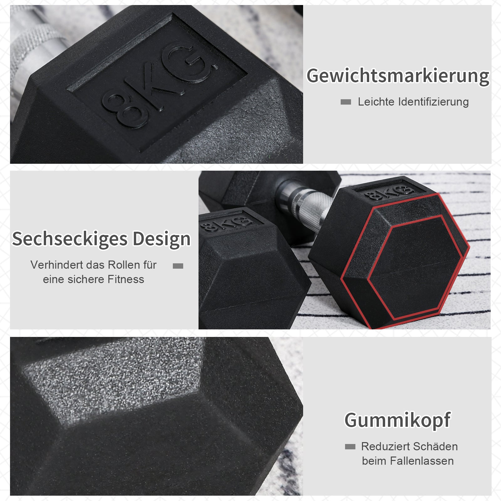 Dumbbell Set, 2 Pack Dumbbells with Knurled Handle, Cast Iron Dumbbell Set, 2 x 8 kg, Dumbbells for Men and Women, Dumbbell Set for Home, Gym, Strength Training
