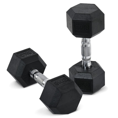 Dumbbell Set, 2 Pack Dumbbells with Knurled Handle, Cast Iron Dumbbell Set, 2 x 8 kg, Dumbbells for Men and Women, Dumbbell Set for Home, Gym, Strength Training