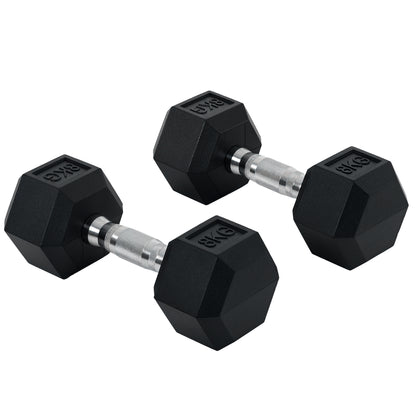 Dumbbell Set, 2 Pack Dumbbells with Knurled Handle, Cast Iron Dumbbell Set, 2 x 8 kg, Dumbbells for Men and Women, Dumbbell Set for Home, Gym, Strength Training