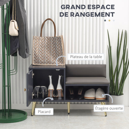 Storage Bench Shoe Bench Art Deco Style Closet Niche Seat Bench Synthetic Coating Gold Steel 80 x 33 x 49 cm Gray