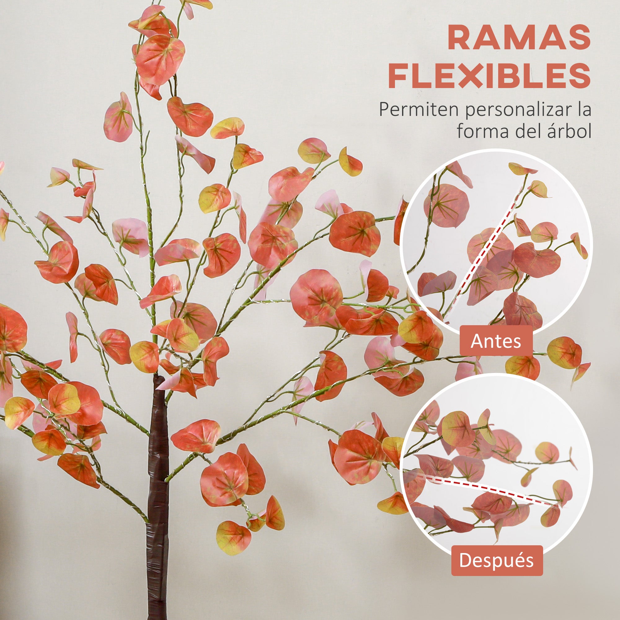 Artificial Autumn Eucalyptus Tree 150 cm Tree Lamp with 245 LED Lights and Base Christmas Decoration for Indoors and Outdoors Orange