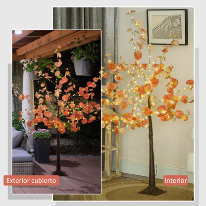 Artificial Autumn Eucalyptus Tree 150 cm Tree Lamp with 245 LED Lights and Base Christmas Decoration for Indoors and Outdoors Orange
