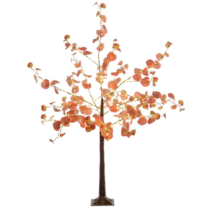 Artificial Autumn Eucalyptus Tree 150 cm Tree Lamp with 245 LED Lights and Base Christmas Decoration for Indoors and Outdoors Orange