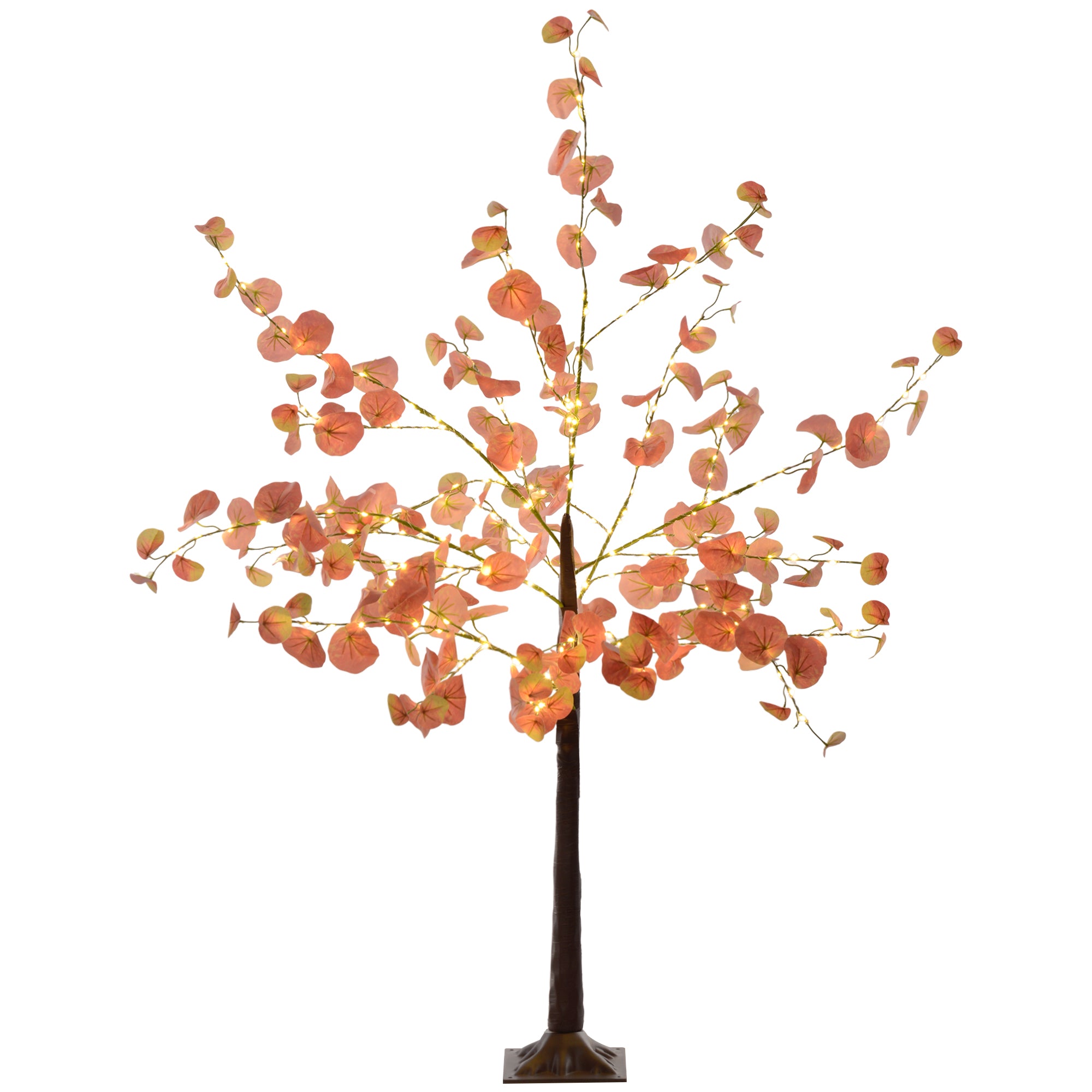 Artificial Autumn Eucalyptus Tree 150 cm Tree Lamp with 245 LED Lights and Base Christmas Decoration for Indoors and Outdoors Orange