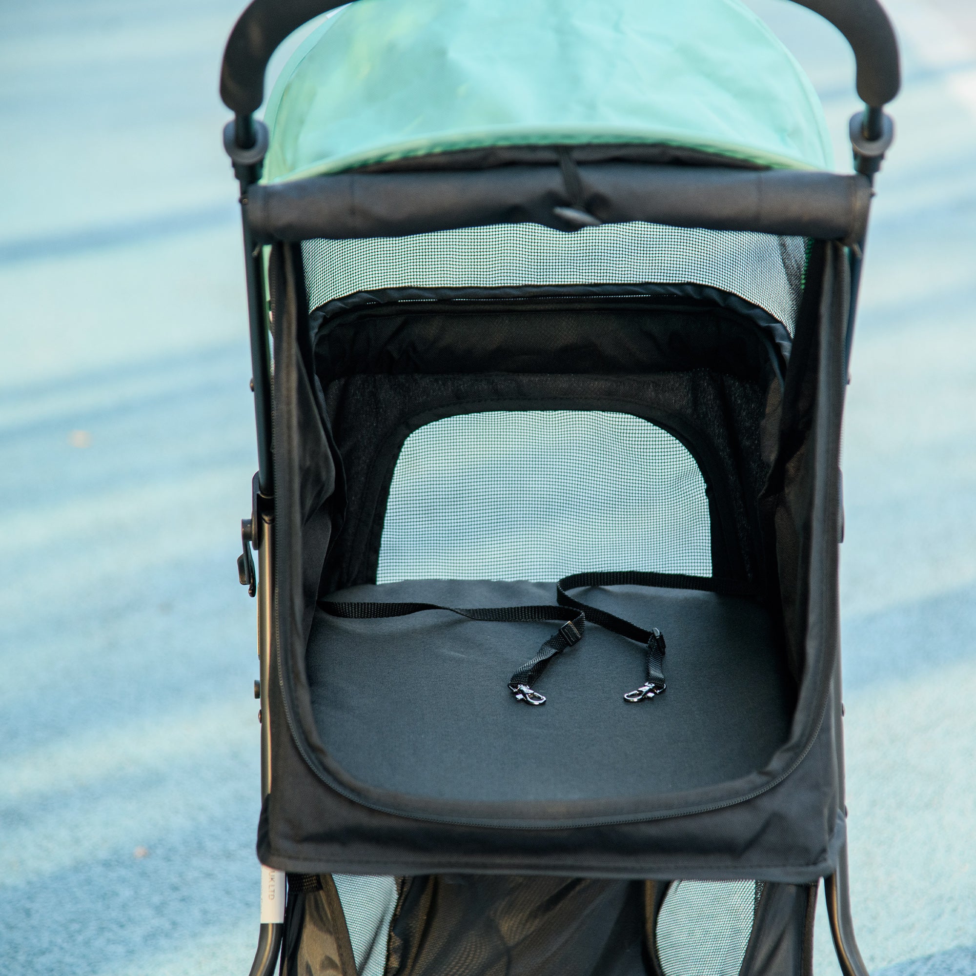 2 in 1 Dog Buggy Dog Stroller with Rain Cover Foldable for Dogs & Cats up to 10 kg Cat Stroller with Cushion Mesh Windows Doors Storage Basket Cat Wagon Buggy Green